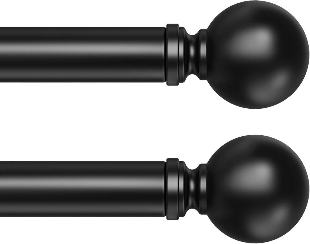 Hei!Dear 2 Pack Black Curtain Rods for window 20 to 40 Inches(1.67-3.33 Feet), Adjustable 5/8 inch, HeavyDuty Decorative Drapery Rods,Small Window Rods Set,Size: 18"-45",Matte Black
