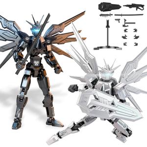 T13 Action Figure 2-Pack Set, Titan 13 Robot 3D Printed Already Assembled Collectible Toy with Dummy 13 Figure for 6 7 8 9 10 11 12 Years old Kids Gift, Titan13 & T-13 Model Kit for Kids & Adults (Black and White)