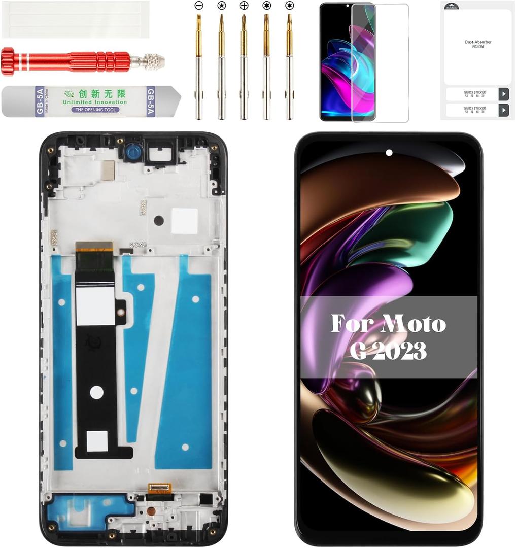 for Moto G 2023 Screen Replacement for Moto G 5g 2023 LCD Replacement Display for Moto G 5g 2023 Digitizer Touch Assembly XT2313 XT2313-3 XT2313-4 XT2313-5 XT2313-6 with Frame Black