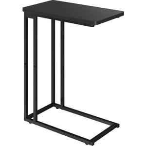Yusong C Shaped End Table - Slide Under Sofa Couch Bed, Small Table for Small Spaces, Skinny Overbed, Coffee Drink Snack Table for Living Room, Black Oak