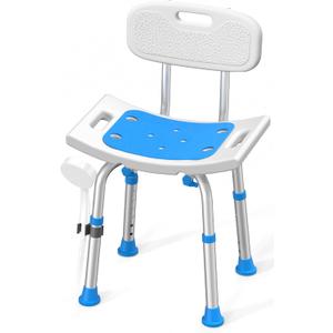 Shower Chair for Inside Shower with Removable Back, 400 lbs Heavy Duty Bath Seat for Bathtub, Safety Bath Stool for Seniors and Disabled (White)