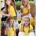 Oakgarden Girl's T-Shirts Summer Tops Teen Cap Sleeve Shirts Kids Scoop Neck Fitted Cute Casual Basic Tees (9-10 Years, Yellow)