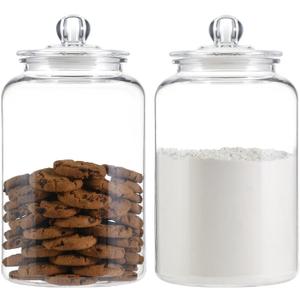 2 Pack 1 Gallon Plastic Cookie Jars, Unbreakable Apothecary Jars with Airtight Lids, Food Storage Canisters for Flour, Sugar, Candy