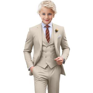 Boys Suit Formal 3 Piece Suits for Boy Slim Fit Wedding Outfit Blazer Double Breasted Vest Pants Tie Set, Size 10