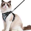 rabbitgoo Cat Harness and Leash for Walking, Escape Proof Soft Adjustable Vest Harnesses for Cats, Easy Control Breathable Reflective Strips Jacket, Doodle Gray,M