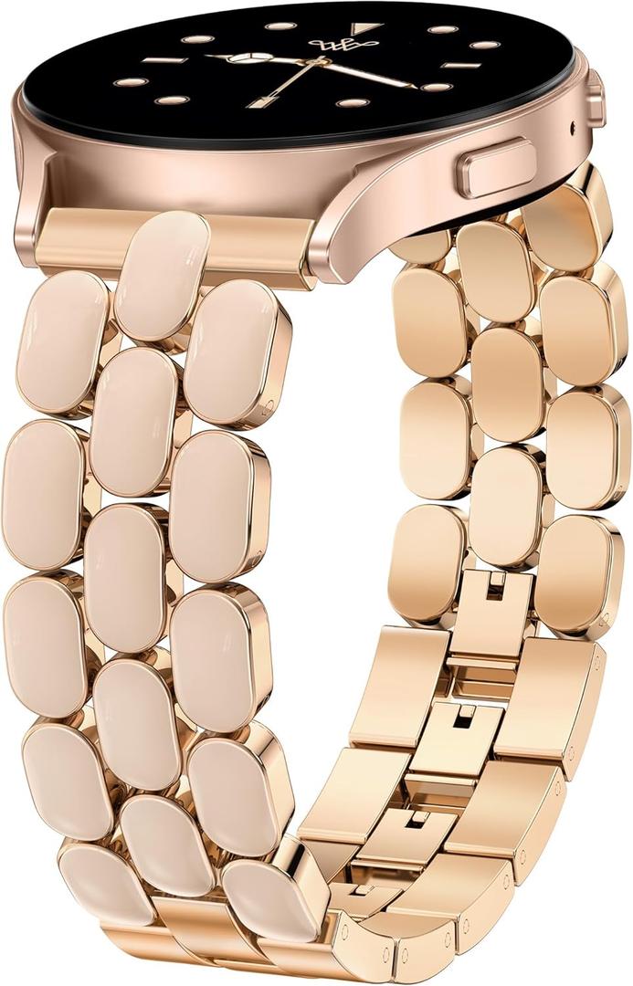 Wearlizer Metal Bracelet Compatible with Samsung Galaxy Watch 7 Band 6 5 4 Active 2 FE 40mm 44mm/Watch 6 4 Classic/5 Pro/3, 20mm Enamel Dressy Stainless Steel Strap for Samsung Watch Bands Women