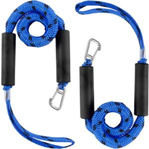 4FT Bungee Dock Line, Shock Absorbent Mooring Rope with Stainless Steel Clip, Build in Snubber, Boat Accessories Anchor Line for Boats Jet Ski SeaDoo Pontoon Kayak Canoe PWC, Navy Blue 2Pack