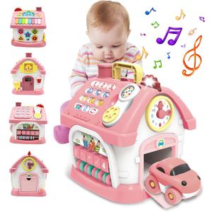 Montessori Toys for 1+ Year Olds Girl Gifts - 8-in-1 Musical Learning House Baby Toy 6-12 12-18 Months, Toddler Toys Age 1, 2 Year Old Girl Birthday Gifts (Pink)