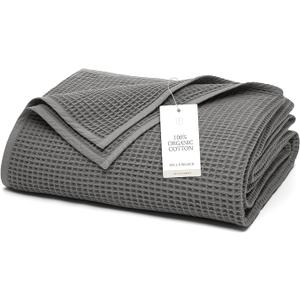 Ultimate Comfort Single Layered Blanket with 100% Organic Cotton by Boll & Branch, Full/Queen, Luxury 100% Organic Cotton - Soft, Lightweight and Breathable - Textured Waffle Weave Design