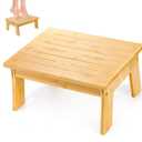 Tlence 6.5" Wooden Bed Step Stool, 300 Lbs Capacity Small Bamboo Foot Stool, Non Slip One Step Platform for Elderly, Short Bed Steps for High Beds Under Desk Bathroom Kitchen, Easy Assembly