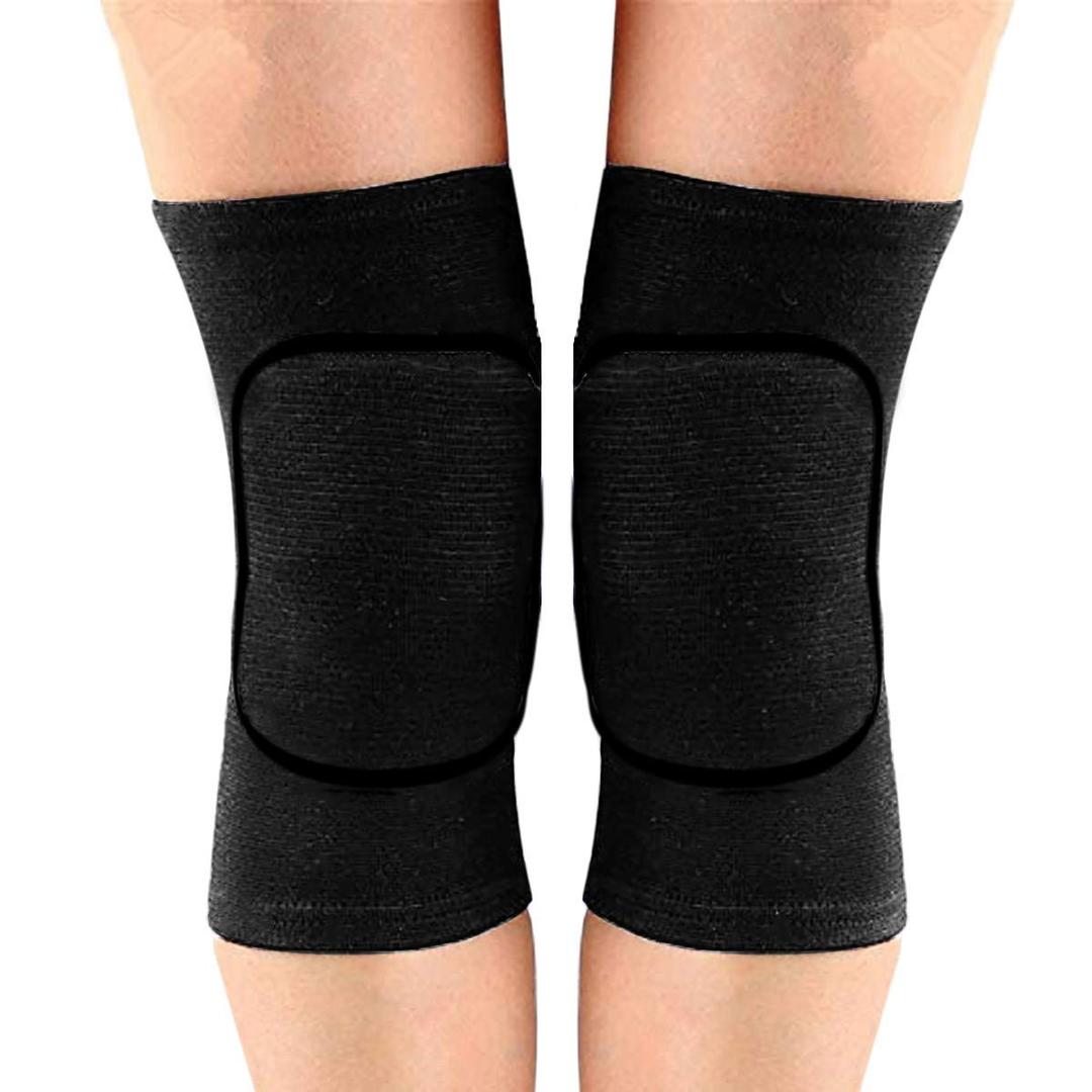JUMISEE Kids Knee Pad, Anti-Slip Padded Sponge Knee Brace Breathable Flexible Elastic Knee Support for Football Volleyball Dance Skating Basketball Sports (Small(7-12 Years old), Pure Black)