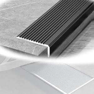 Stair Edge Trim 36" Aluminum Stair Nosing, Non-Slip Stair Edge Protector L Molding Edging Trim Strip for Staircase Step (Black, Pack of 2)