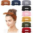 DRESHOW 8 Pack Adjustable Knotted Headbands Non Slip Elastic Yoga Hair Bands Solid Colors Headbands for Women and Girls