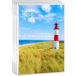 11x14 Acrylic Picture Frames,Set of 4 Clear Photo Frame for Wall,Clear Frameless picture Frames 11 x 14,Floating Hanging Picture Frames 11 x 14 for Home, School, Office (Vertical)