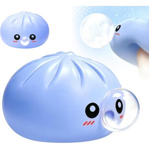 Upgrade Dumpling Squishy Mystery Box,New Dumpling Squishy Blow Bubbles,Dumplings Stress Balls Fidget Sensory Balls,Rainbow Dumplings, Cute Anxiety Relief Fidget (Blue)