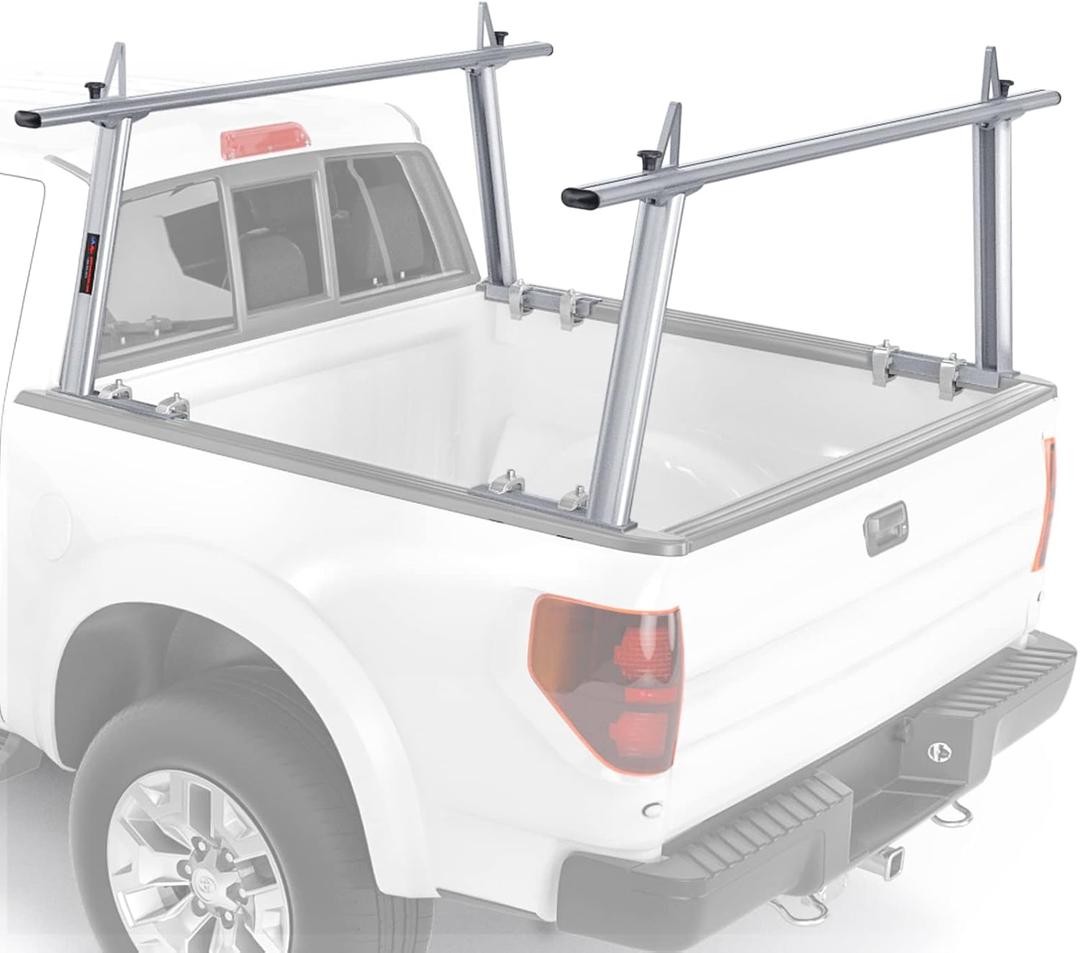 Model APX25 Extendable Aluminum Pick-Up Truck Ladder Rack (No Drilling Required) - Silver
