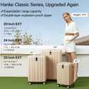 Hanke 24 Inch Expandable Checked Luggage Lightweight PC Hard Shell Luggage Suitcases with Wheels Travel Luggage Rolling Large Suitcase Travel Luggage Bag for Go to University.(Cuba Sand Pink)