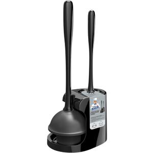 MR.SIGA Toilet Plunger and Bowl Brush Combo for Bathroom Cleaning, Black, 1 Set