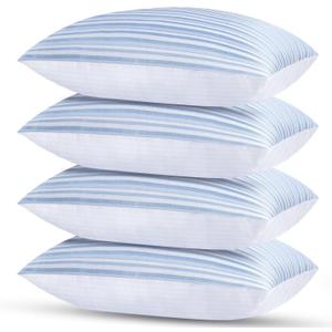 Cooling Pillows Standard Size Set of 4, Hotel Collection Bed Pillow for Sleeping Pillows 4 Pack for Back, Stomach or Side Sleepers, Soft and Supportive Washable Pillows for Bedroom (Blue)