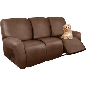 molasofa Recliner Sofa Covers - Leather Like Recliner Sofa 3 Seater Recliner Couch Covers for 3 Cushion Couch 8 Pieces Washable Stretch Reclining Sofa Slipcovers (Brown) molasofa Recliner Sofa Covers - Leather Like Recliner Sofa 3 Seater Recliner Couch Covers for 3 Cushion Couch 8 Pieces Washable Stretch Reclining Sofa Slipcovers (Brown)
