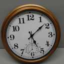 16 Inch Large Outdoor Clock Retro Waterproof Clock Non-Ticking Indoor/Outdoor Wall Clock with Thermometer, Battery Operated for Pool, Patio, Garden, Bronze