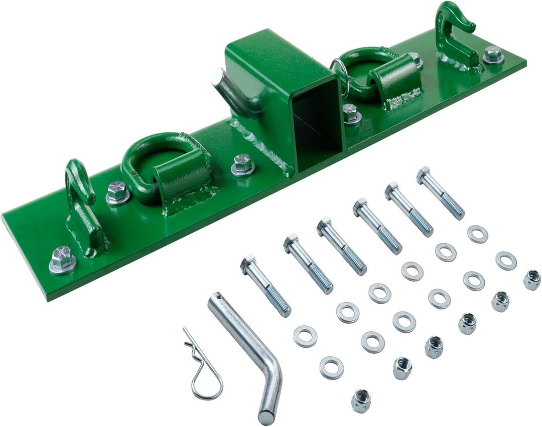 OneChoi Tractor Bucket Hooks Bolt on Hooks 2 Receiver, G70 Grade Grab Hooks, Forged D Rings, Tow Hook Bolts for Universal Tractor Buckets (Green 1.5 Bolt)