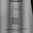 Furnulem Laundry Hamper, Vertical Laundry Basket with 2 Tiers Wooden Shelf and Hooks, Clothes Hamper with PullOut and Removable Bag for Bathroom, Bedroom, Dorm, 13.21 Gallons (50L)