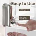 Stainless Steel Soap Dispenser Wall Mounted, 27oz Commercial Hand Soap Dsipenser, Manual Anti-Leak Pump Liquid Soap Dispenser, Rust-Proof Lining Hand Sanitizer Lotion Dispenser for Bathroom (27 OZ)