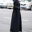 ebossy Women's Double Breasted Duster Trench Coat Slim Full Length Maxi Long Overcoat (Black, S)