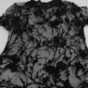 WDIRARA Men's Floral Print See Through Round Neck Short Sleeve Mesh Tshirt Party Top (Medium, Black)