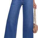 GRAPENT Cropped Jeans for Women Trendy 2026 Wide Leg High Waisted Patch Pocket Stretchy Denim Pants Short Trouser Jeans, Large