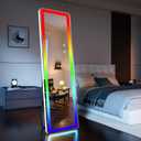 Koonmi Full Length Mirror with LED Lights, 60"x16" Lighted Mirror with Remote Control, RGB Color Changing Lights, 7 Dynamic Modes, Dimmable Brightness