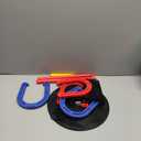 Outdoor Indoor Rubber Horseshoes Set - Win SPORTS Includes 4 Horseshoes,2 Pegs,2 Rubber Mats,2 Red Plastic dowels,Beach Games Perfect for Tailgating,Camping,Backyard,Fun for Kids Adults