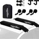 Universal Soft Roof Rack Pads with Two 16 FT Tie-Down Straps, Bow & Stern Ropes, Quick Loops & Storage Bag–Car Roof Rack for Kayak, Surfboard, SUP, Canoe–Fits Cars, SUVs, Sedans & Hatchbacks(1 Pair)