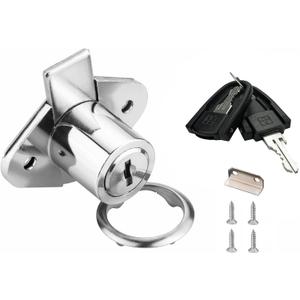 801 Cabinet Drawer Lock with Keys 7/8 inch Outside Cylinder Diameter Keyed Alike 4 Pack Brass Plated