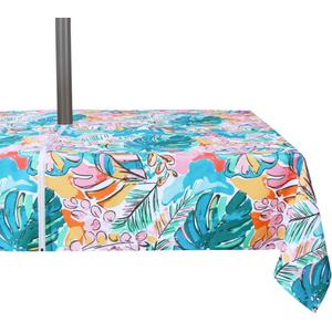 EHouseHome Outdoor and Indoor 60x84 inch Tablecloth with Umbrella Hole and Zipper, Waterproof Zippered Patio Table Cloths, Spring/Summer Table Covers for Backyard Circular Table/BBQs/Picnic (Tropical Leave) EHouseHome Outdoor and Indoor 60x84 inch Tablecloth with Umbrella Hole and Zipper, Waterproof Zippered Patio Table Cloths, Spring/Summer Table Covers for Backyard Circular Table/BBQs/Picnic (Tropical Leave)