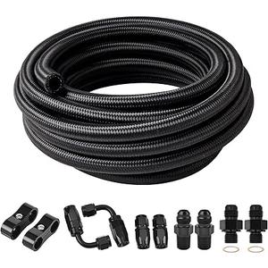 EVIL ENERGY 6AN Fuel Line Kit, Transmission Cooler Line Kit for 4L60E 4L65E, AN6 Nylon Braided Fuel Line Hose Fitting Kit CPE 15FT