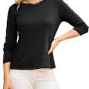 Dokotoo Long Sleeve Shirts Crewneck Womens Tops 2025 Fall Outfits Comfort Basic Tees Fashion Clothing (S)