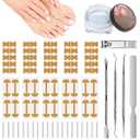 Ingrown Toenail Corrector Set with Correction Strips, Ingrown Toenail Removal Kit, Professional Ingrown Toenails Pedicure Tool Set (Silver)