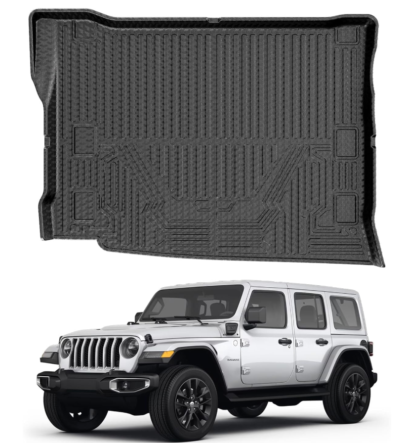 Mixsuper Cargo Liner for 20212025 Jeep Wrangler 4XE, All Weather Cargo Mat for Wrangler 4XE Rear Trunk Liner Black (Not for 2 Door or JL Unlimited Models)