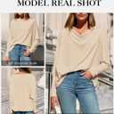 Okiwam Women's Fall Tops Cowl Neck Long Batwing Sleeve Shirts Oversized Tunic Dressy Casual Blouses 2026 Fashion Clothes (Beige, S)