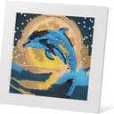 DIYGEMDOT Dolphin Diamond Painting Kit for Kids with Wooden Frame, 5D Diamond Art Gem Painting for Beginners, Gem Art Crafts and Gifts for Girls and Boys Ages 4-5-6-7-8-9-10-11-12 (7X7 Inches)