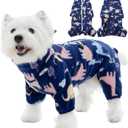 ROZKITCH Dog Pajamas Soft Fleece Pullover Pajamas, Pet Windproof Warm Cold Weather Jacket Vest with Reflective Zipper, Jumpsuit Apparel Outfit Clothes for Small Dog Dinosaur XS (XS(Back Length:14"))