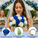 Geosar 8 Bundles Artificial Peonies Flowers Fake Silk Peony Bouquet Faux Peonies Flowers Bulk for Decoration Vase Floral Arrangements Wedding Party Table (Royal Blue,White)