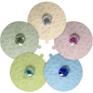 Drink Covers, Silicone Cup Covers, Silicone Lids for Cup, Mug, Wine Glass, Anti-dust Airtight Seal Heat Resistant Mug Lids (Beige-Powder-Blue-Green-Sage)