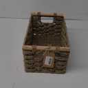 water grass Wicker Baskets for Storage,wicker storage basket,woven baskets for storage,Decorative Shelf Baskets for Pantry,Wooden Handles, Shelf Organizer (12.6 * 8.27 * 7)
