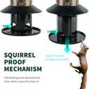 Squirrel Proof Bird Feeder - 360 Feeding Perch Tray for Outdoor Hanging Wild Bird Seeds, Dark Green.