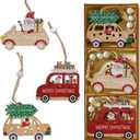 Rustic Wooden Christmas Ornaments Set, Farmhouse Natural Wood Holiday Decorations for Cozy Winter Home, 9 PCS Hanging Tree Decor with Gift Tray, Family Christmas & Holiday Gifting (9PCS)