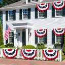 TURNMEON 6 Pack American Pleated Fan Flag 4th of July Decorations, 1.5X3 Ft USA American Flags for Outside Patriotic Bunting flags outdoor Red White Blue Independence Day Fourth of July Outdoor Decor