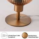 MAINDECO Mid Century Glass Table Lamp,Dimmable Desk Lamp,LED Bulb Included,Timer Build-in,Cognac Amber Ribbed Glass